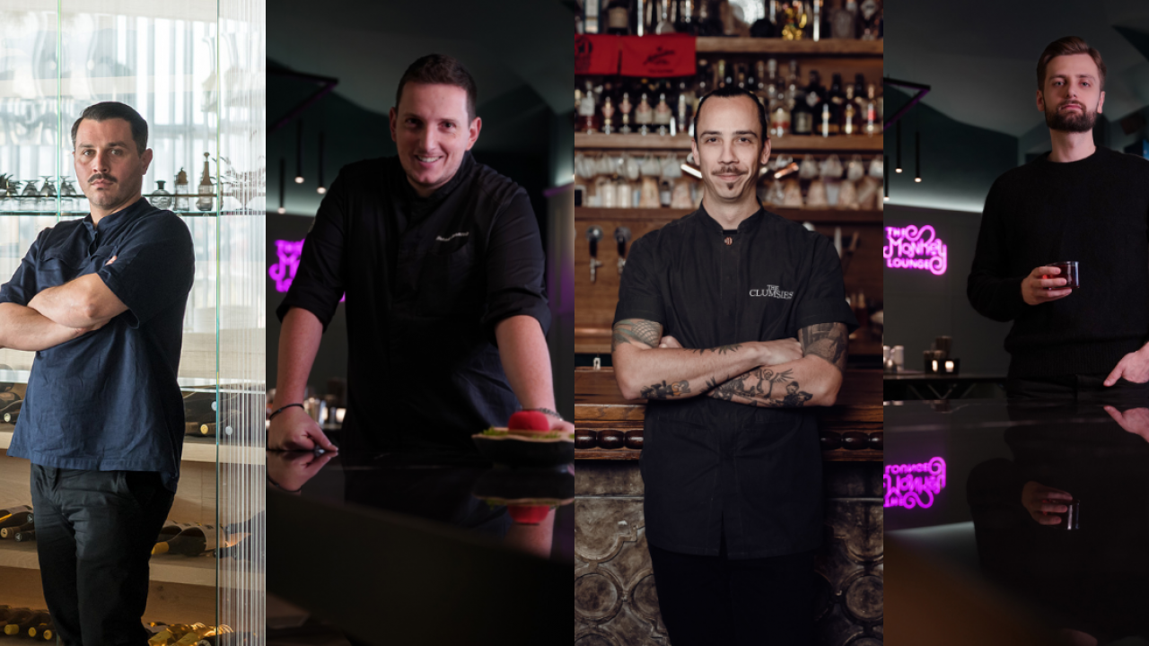 Thanos Feskos, Head Chef dvojhvězdy Delta Restaurant, a Nick Sourmpatis, řecký vítěz World Class, připraví menu v Monkey Baru